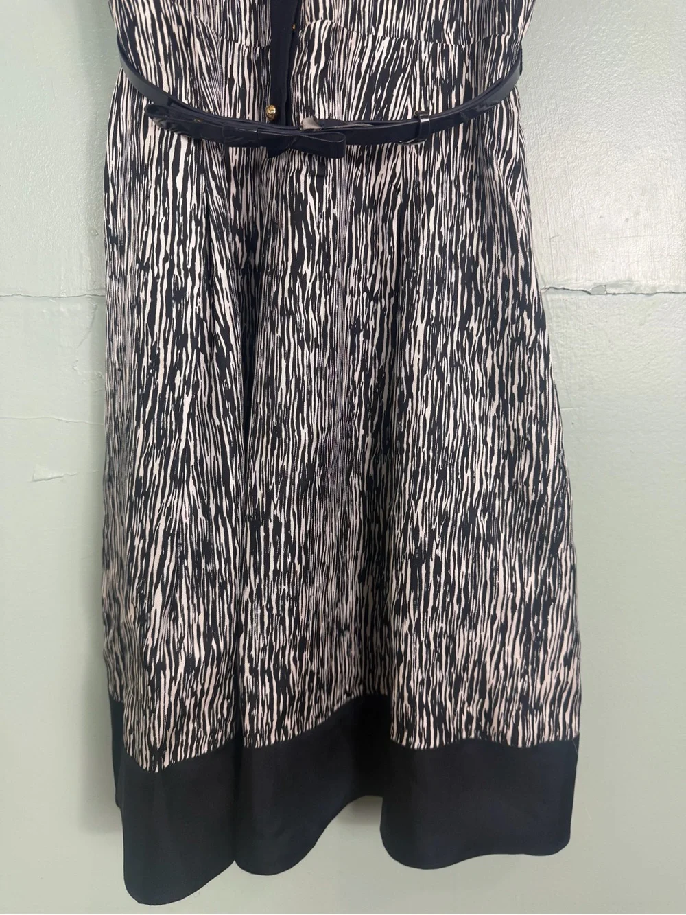 Kate Spade Stefania Silk Half Button Up‎ Mini Dress Women Size 6 Black White